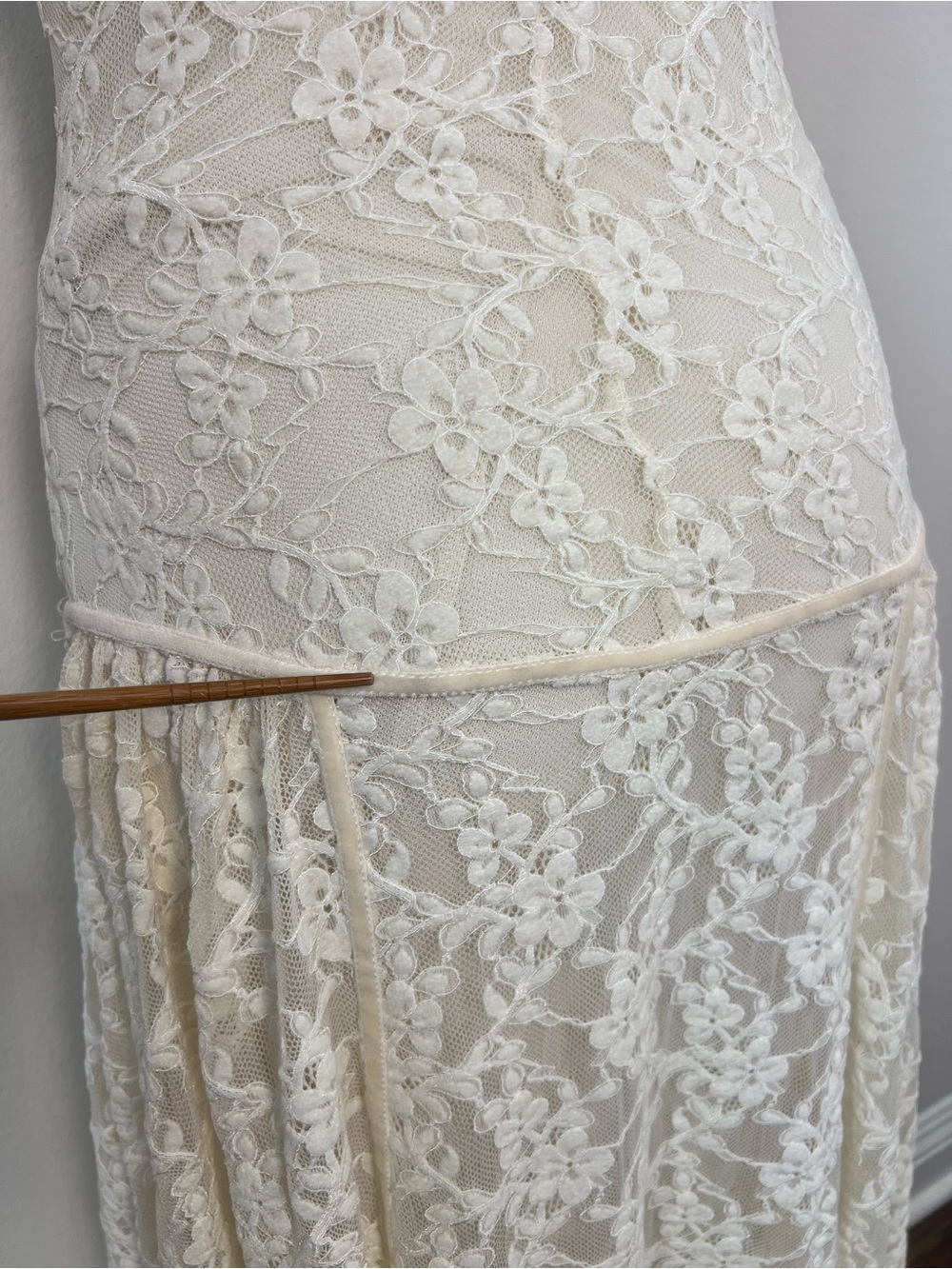 ZARA NWT Ecru Lace Maxi Dress Size S Sheer Mock Neck Wedding Bridal Boho - Picture 8 of 15